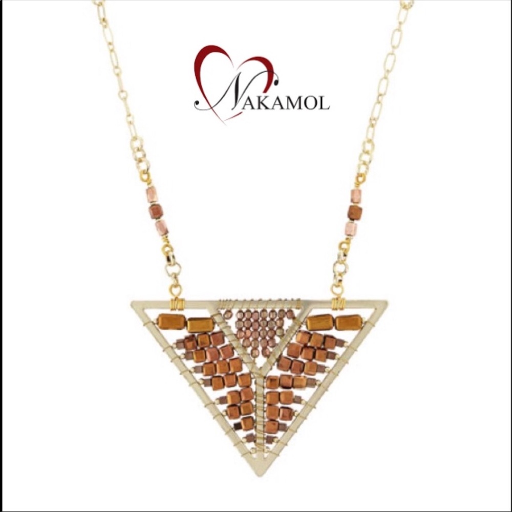 NAKAMOL BRONZE GOLD TRIANGLE NECKLACE NWOT